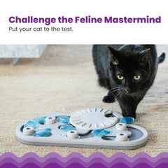 Catstages Nina Ottosson Rainy Day Puzzle pegs expose hidden treats to spark problem-solving.