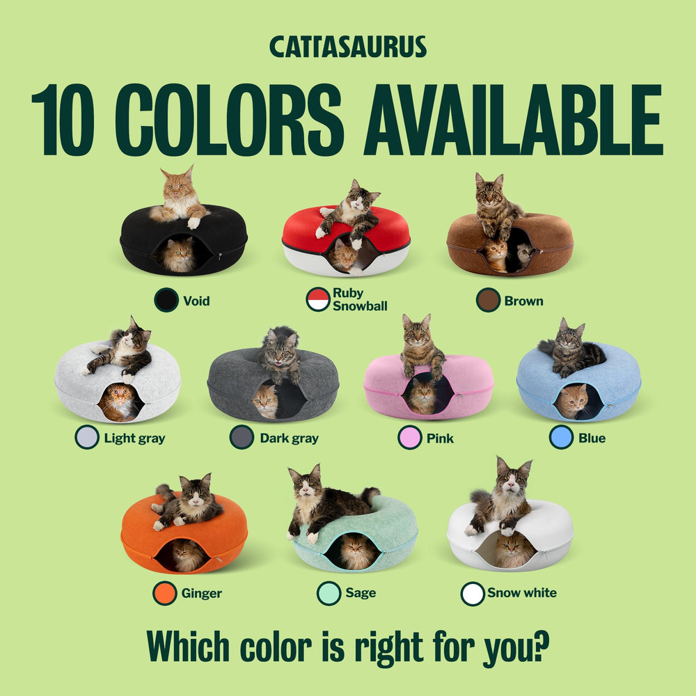 Cattasaurus Peekaboo Cat Cave in multi-pet setup demonstrates shared cozy space.