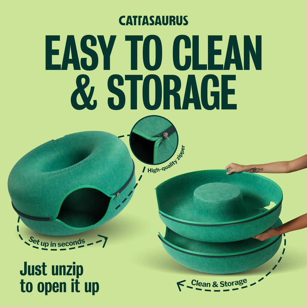 Cattasaurus Peekaboo all-season comfort for year-round lounging and play.