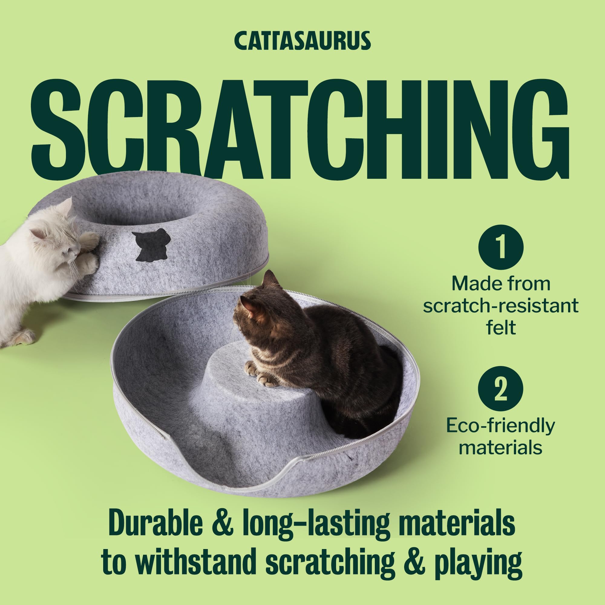 Cattasaurus Peekaboo Cat Cave blue interior fabric evokes calm indoor spaces