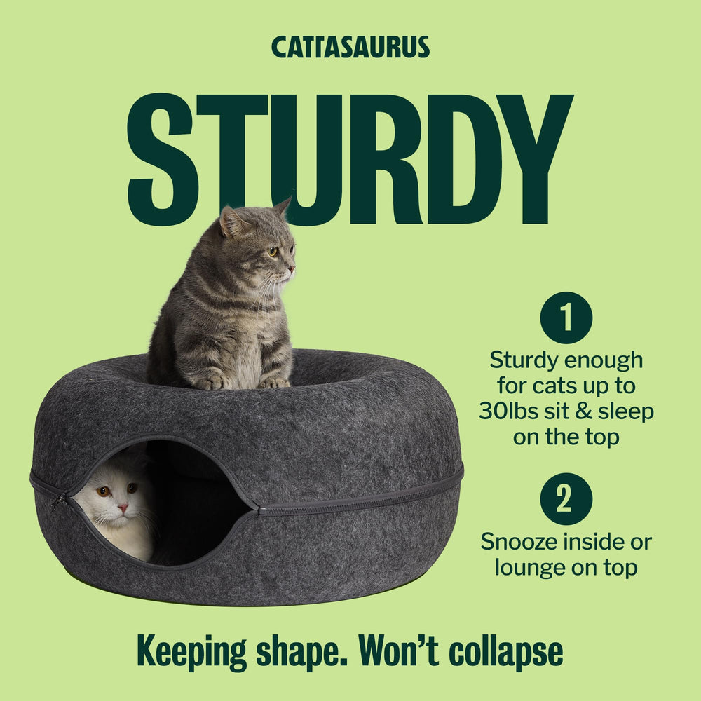 Cattasaurus Peekaboo cat cave dark gray fabric fits modern homes