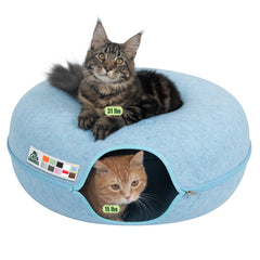 Cattasaurus Peekaboo Cat Cave Donut top view shows roomy lounging space for large cats
