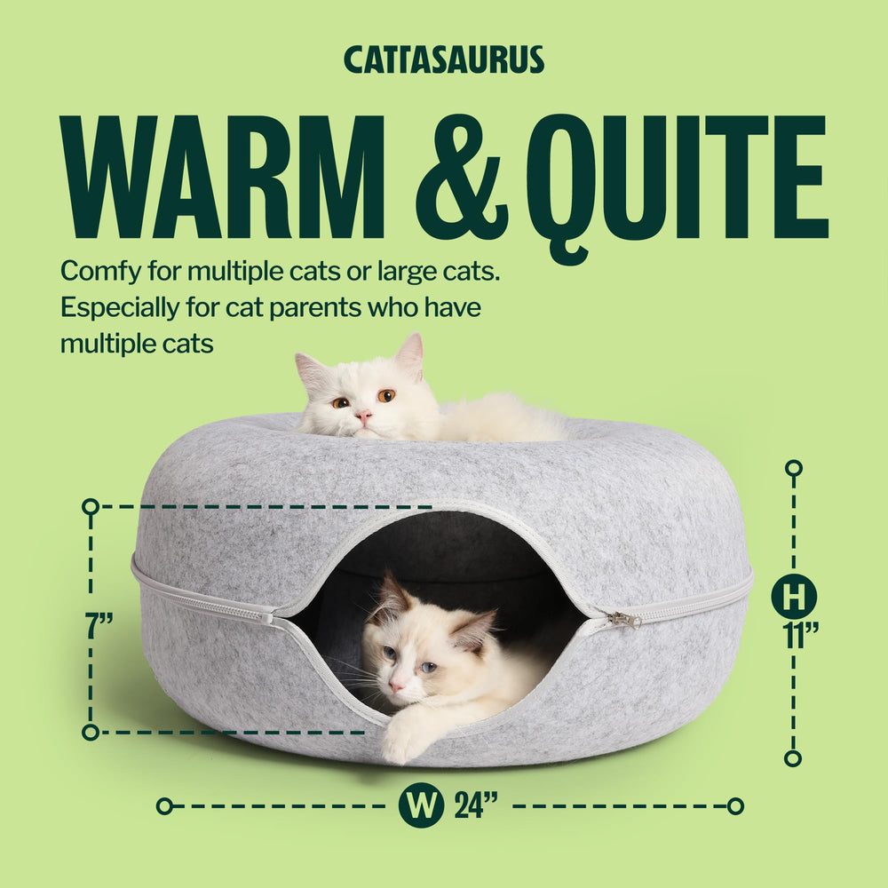 Cattasaurus Peekaboo Cat Cave in a multi-pet home suits larger cats well.