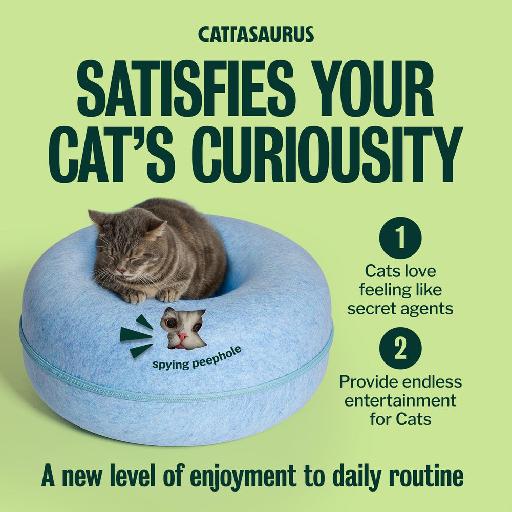 Cattasaurus Peekaboo uses non-toxic, odor-resistant materials for durable use.