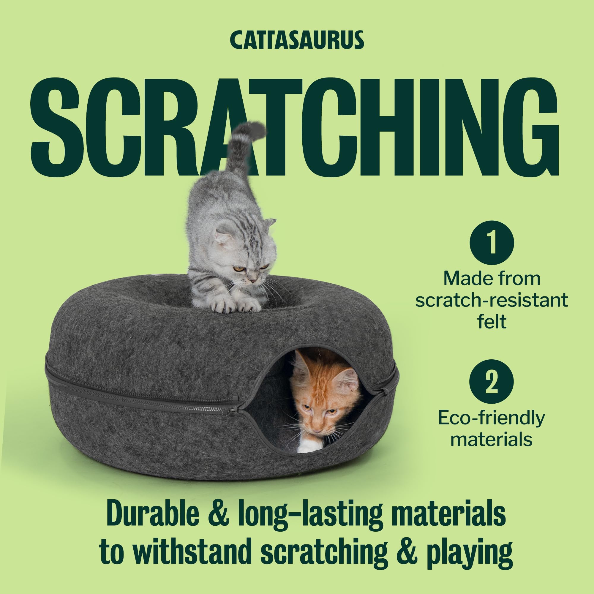 Cattasaurus Peekaboo cat cave recess storage for tidy spaces