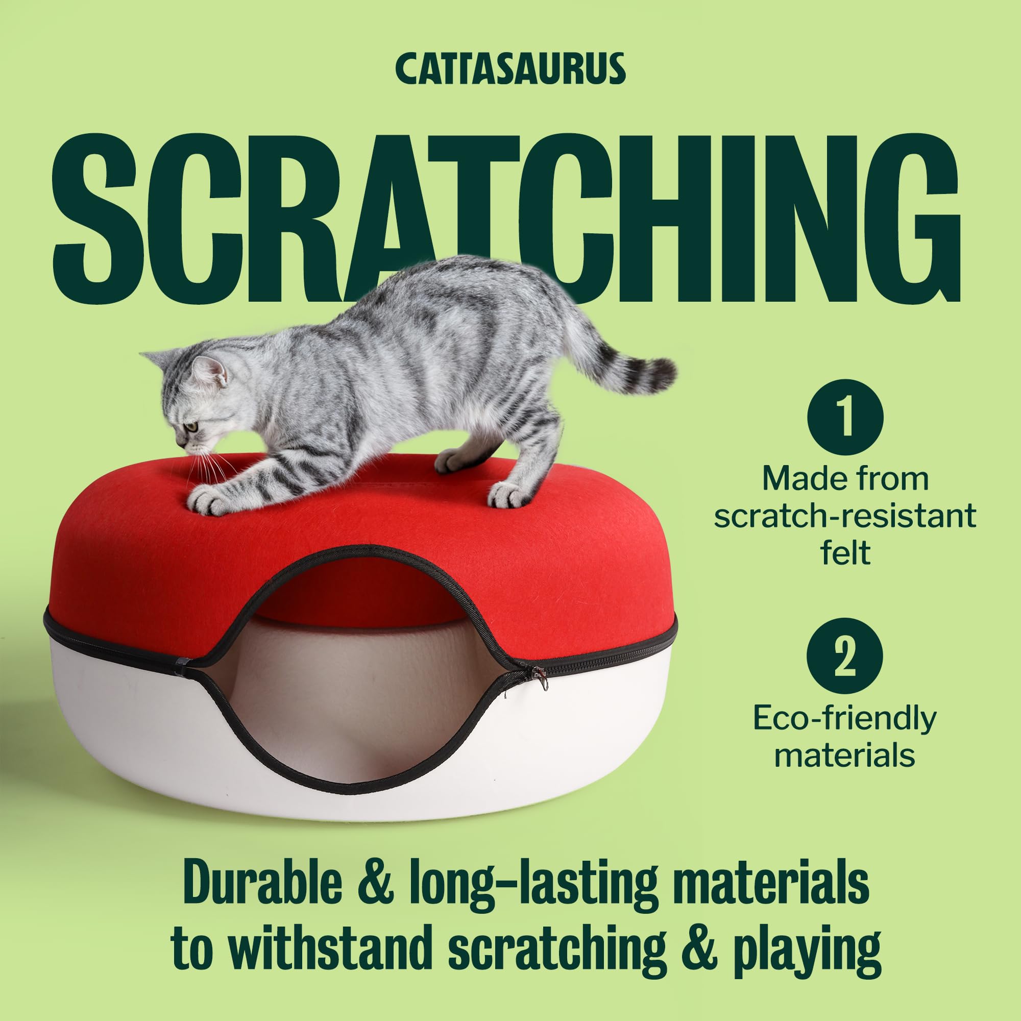 Cattasaurus Peekaboo Cat Cave recessed storage keeps spaces tidy.