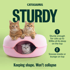 Pink side-profile of Peekaboo Cat Cave blends with modern home décor.