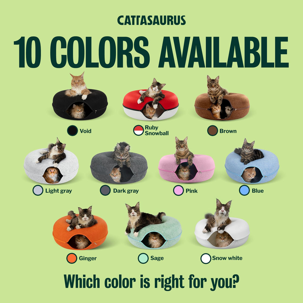 Cattasaurus Peekaboo Cat Cave large-size option fits bigger cats comfortably