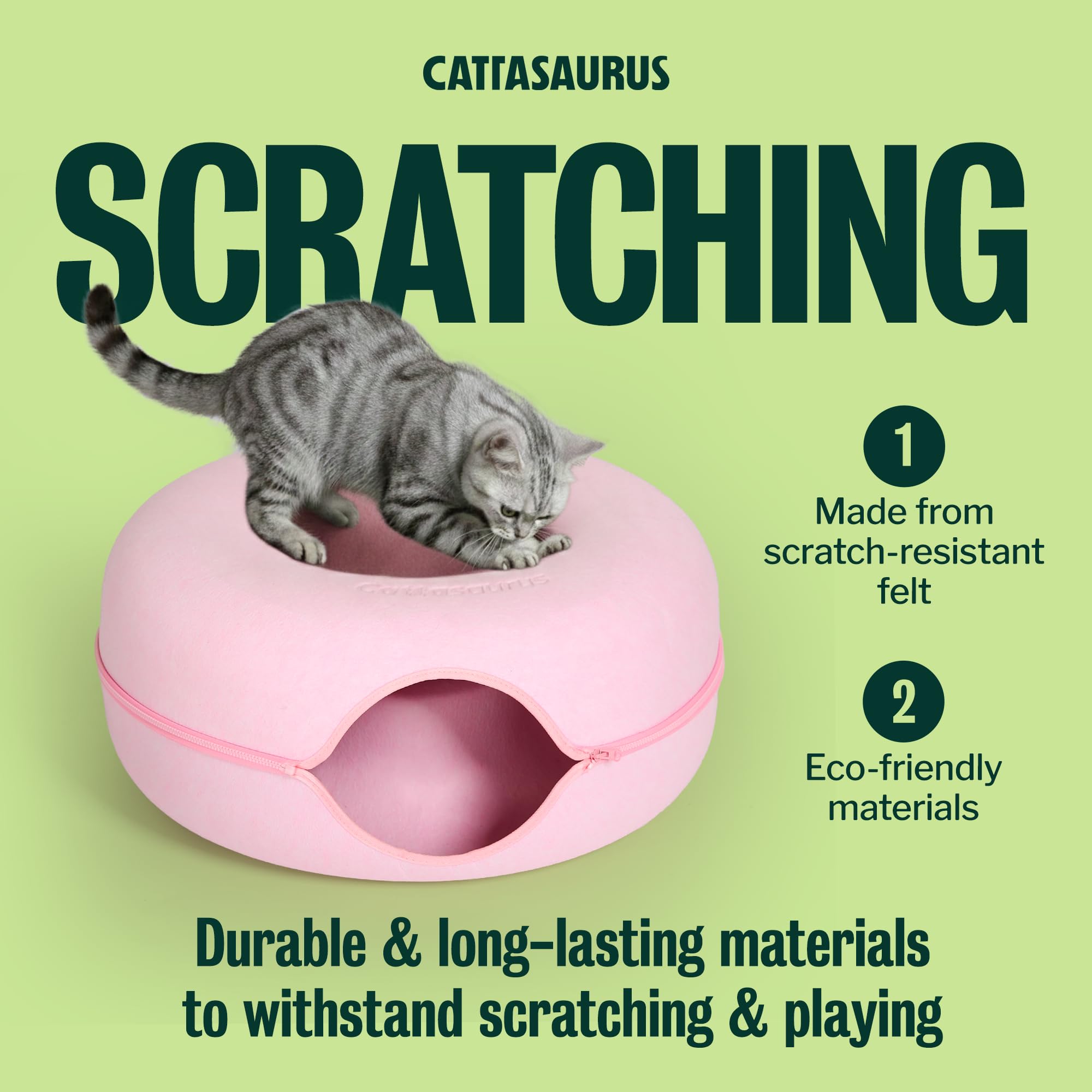 Top-view donut bed offers restful lounging for cats in pink.