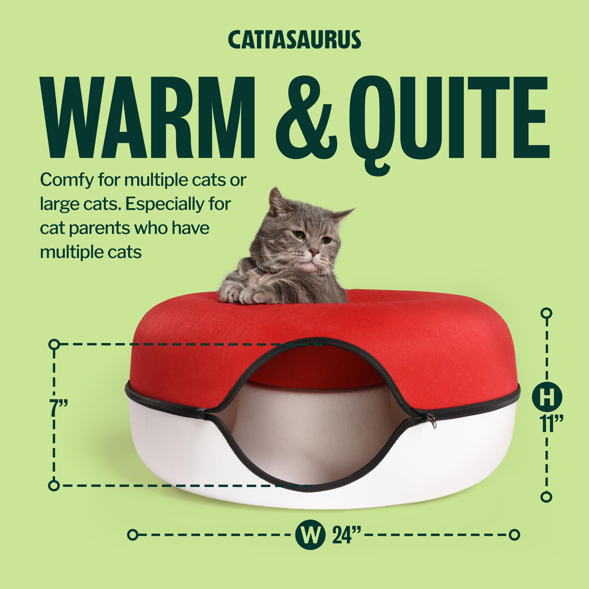 Cattasaurus Peekaboo Cat Cave tunnel entrance for cozy retreat.
