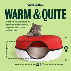 Cattasaurus Peekaboo Cat Cave tunnel entrance for cozy retreat.