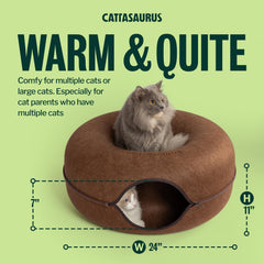 Cattasaurus Peekaboo cat cave tunnel side view highlights roomy interior.