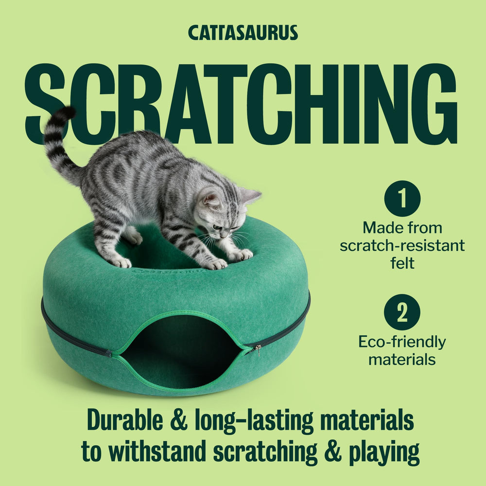 Cattasaurus Peekaboo eco-friendly felt maintains shape and resists wear.