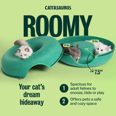 Cattasaurus Peekaboo peephole window encourages interactive fun and observation.
