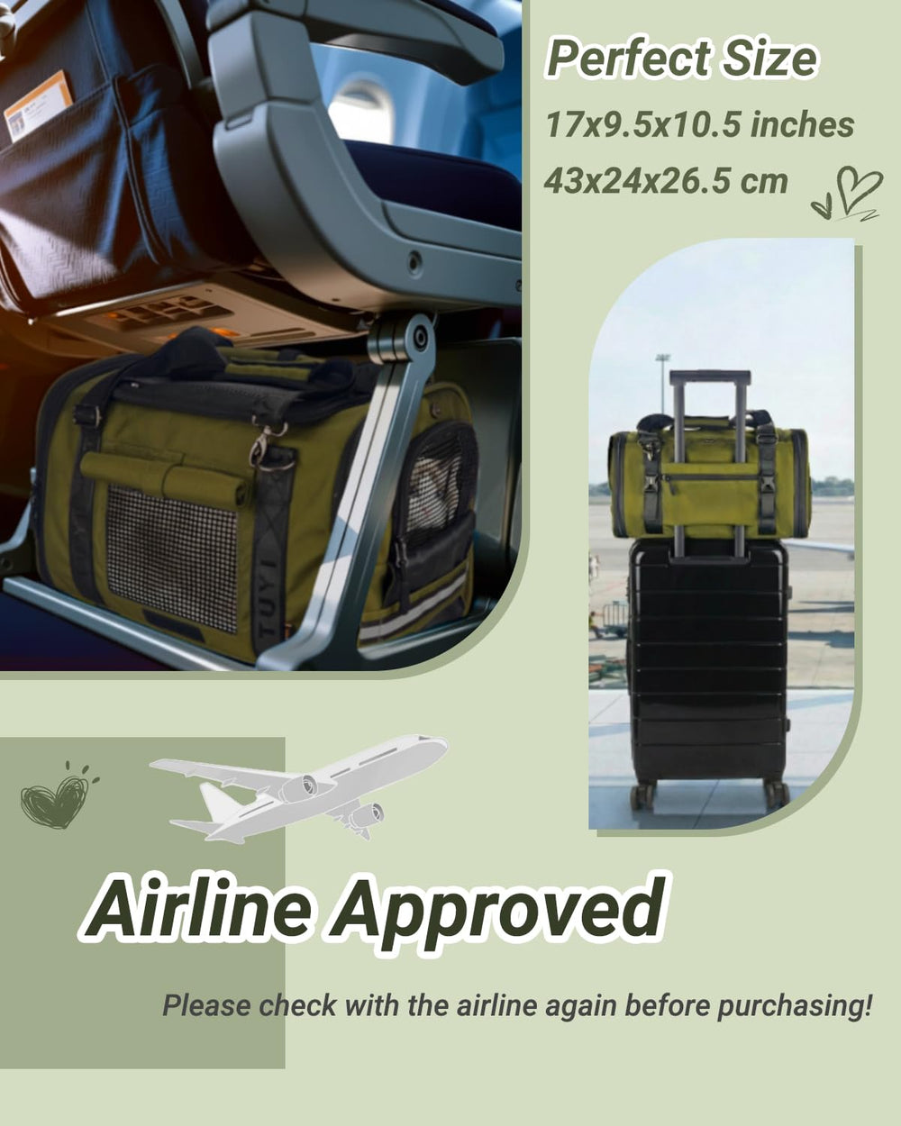CATZIA carrier uses heavy duty fabric and metal hardware for durability