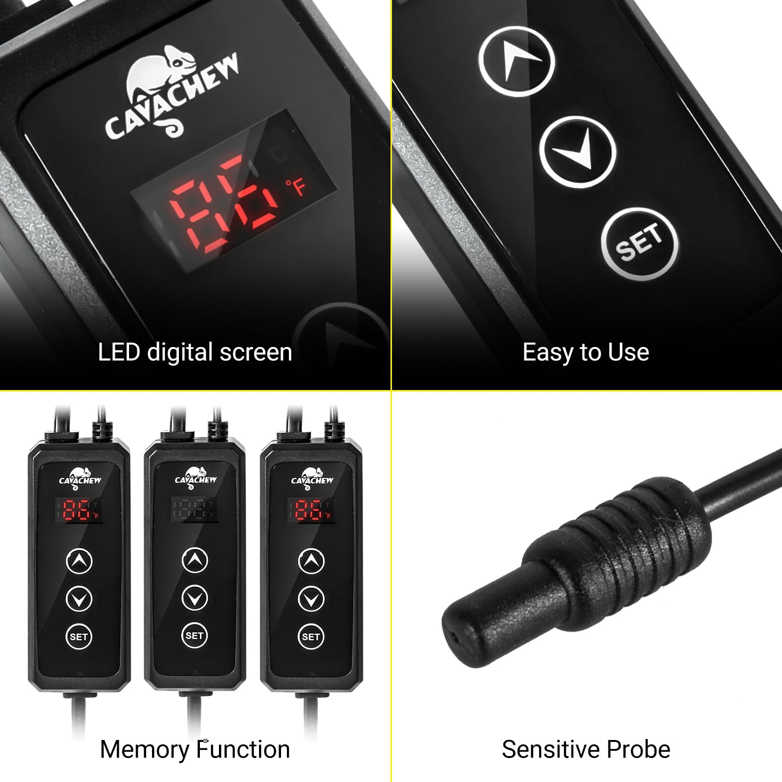 CAVACHEW LED digital screen displays real-time temperature and settings for easy monitoring.