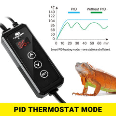 CAVACHEW sensitive probe accurately senses habitat temp for stable reptile heating.