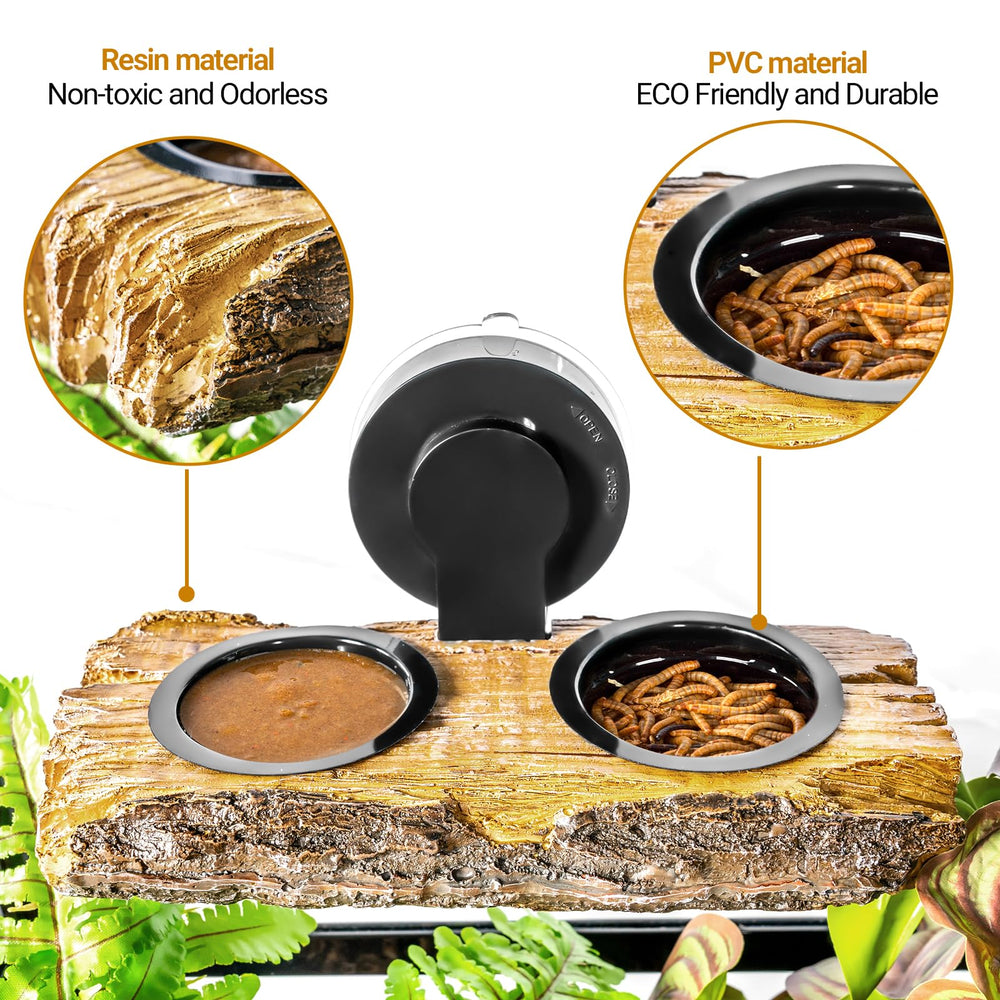 CAVACHEW four-cup feeding bowl demonstrates convenient water and food distribution for terrarium pets.