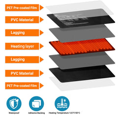 Close-up of heat pad mounted under tank for even heat distribution.