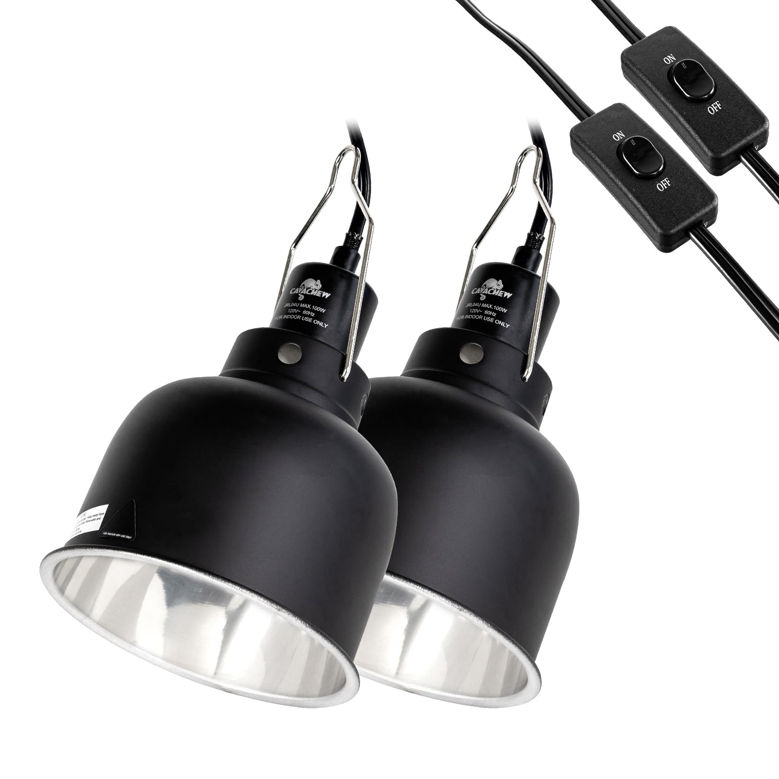 CAVACHEW reptile light fixture with dual lamps for efficient heat and UVB in terrariums.