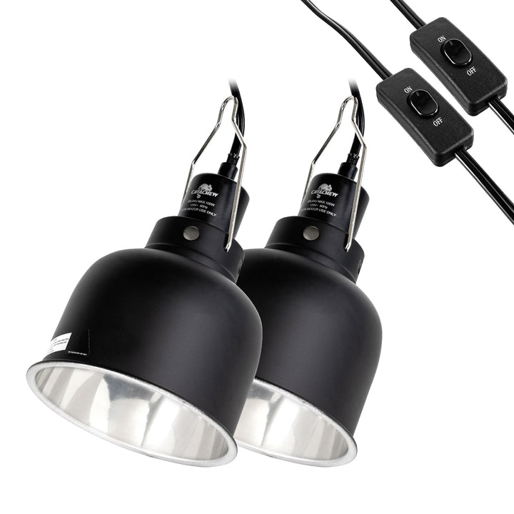 CAVACHEW reptile light fixture with dual lamps for efficient heat and UVB in terrariums.