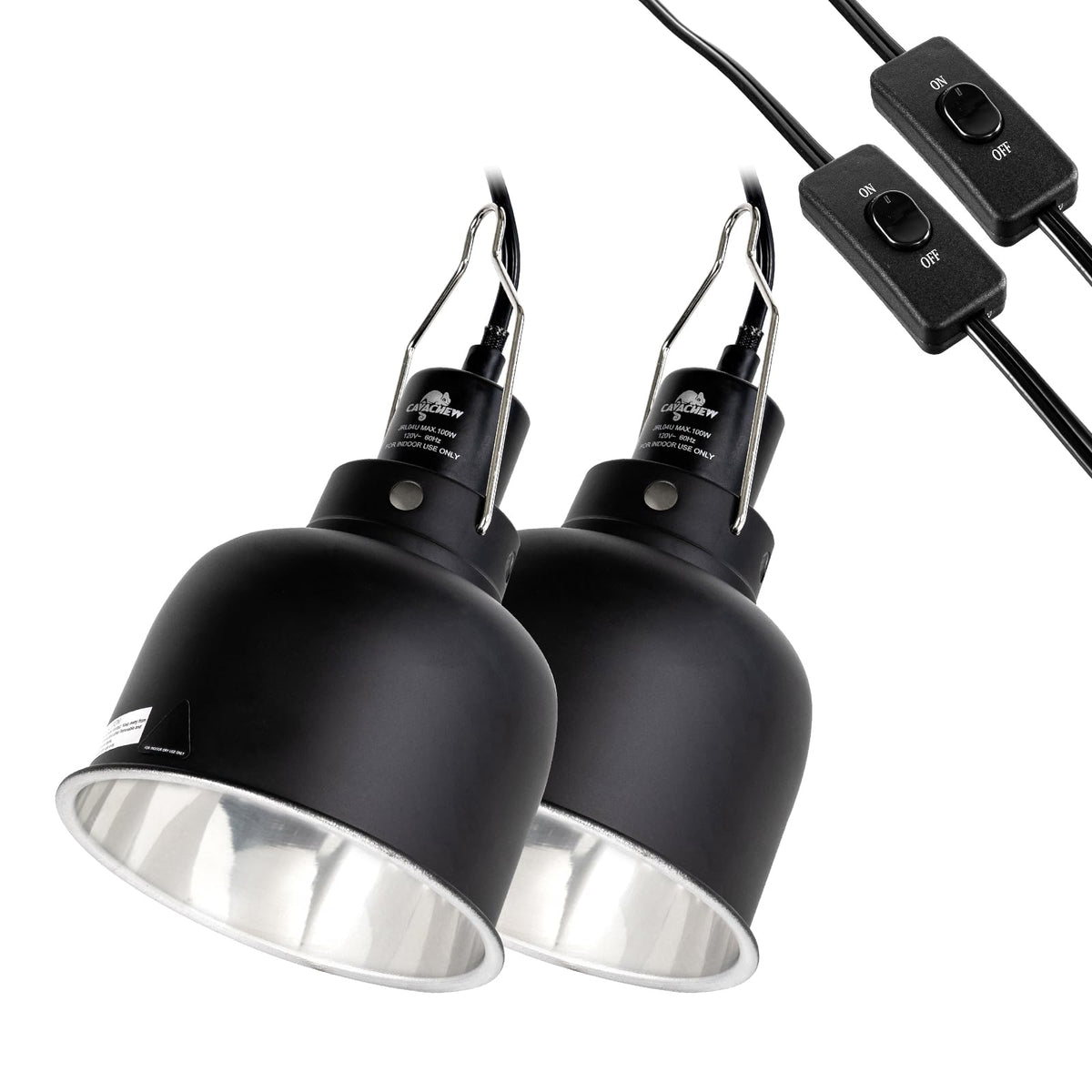 CAVACHEW reptile light fixture with dual lamps for efficient heat and UVB in terrariums.