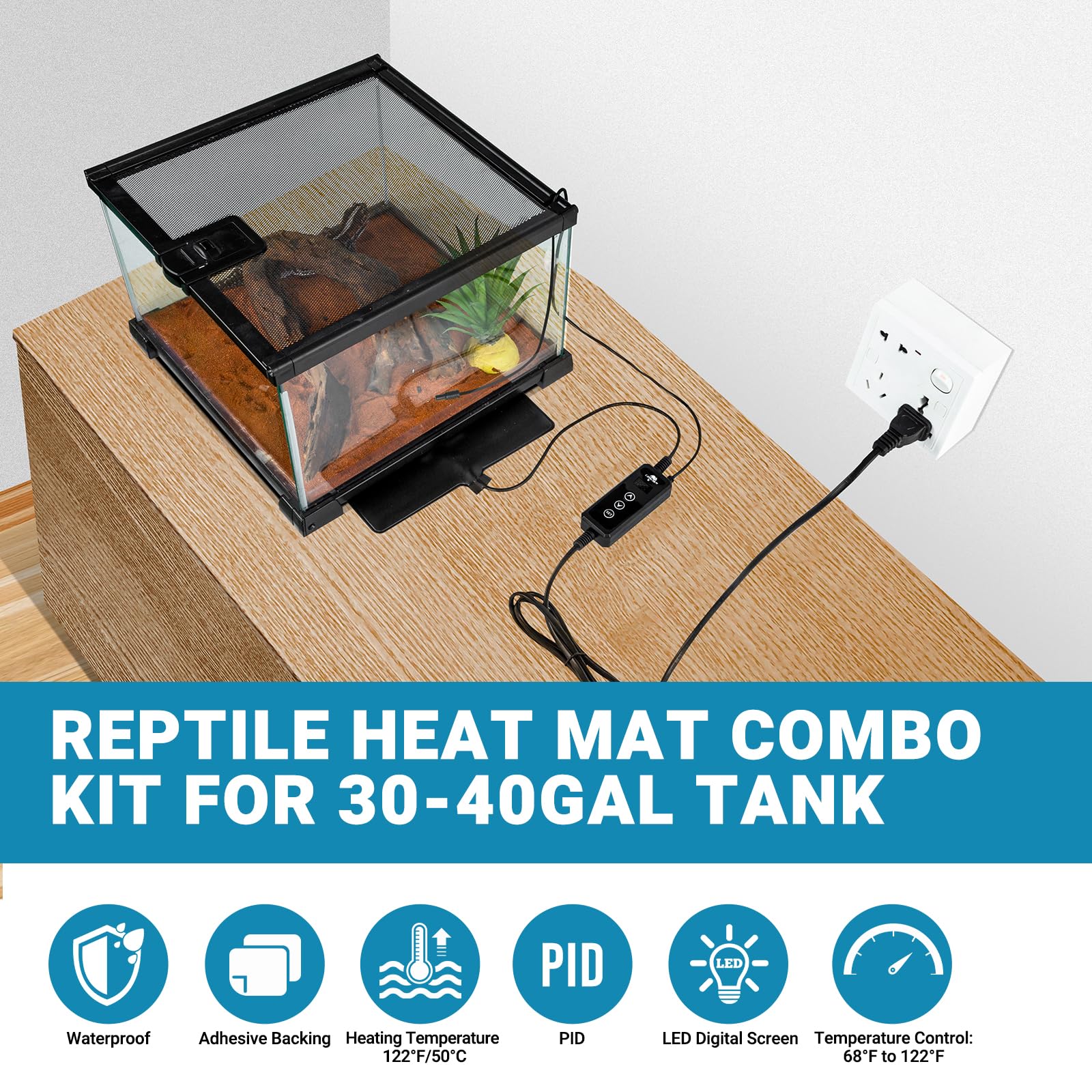 Safety-focused note emphasizing proper use of the heat pad in enclosures.