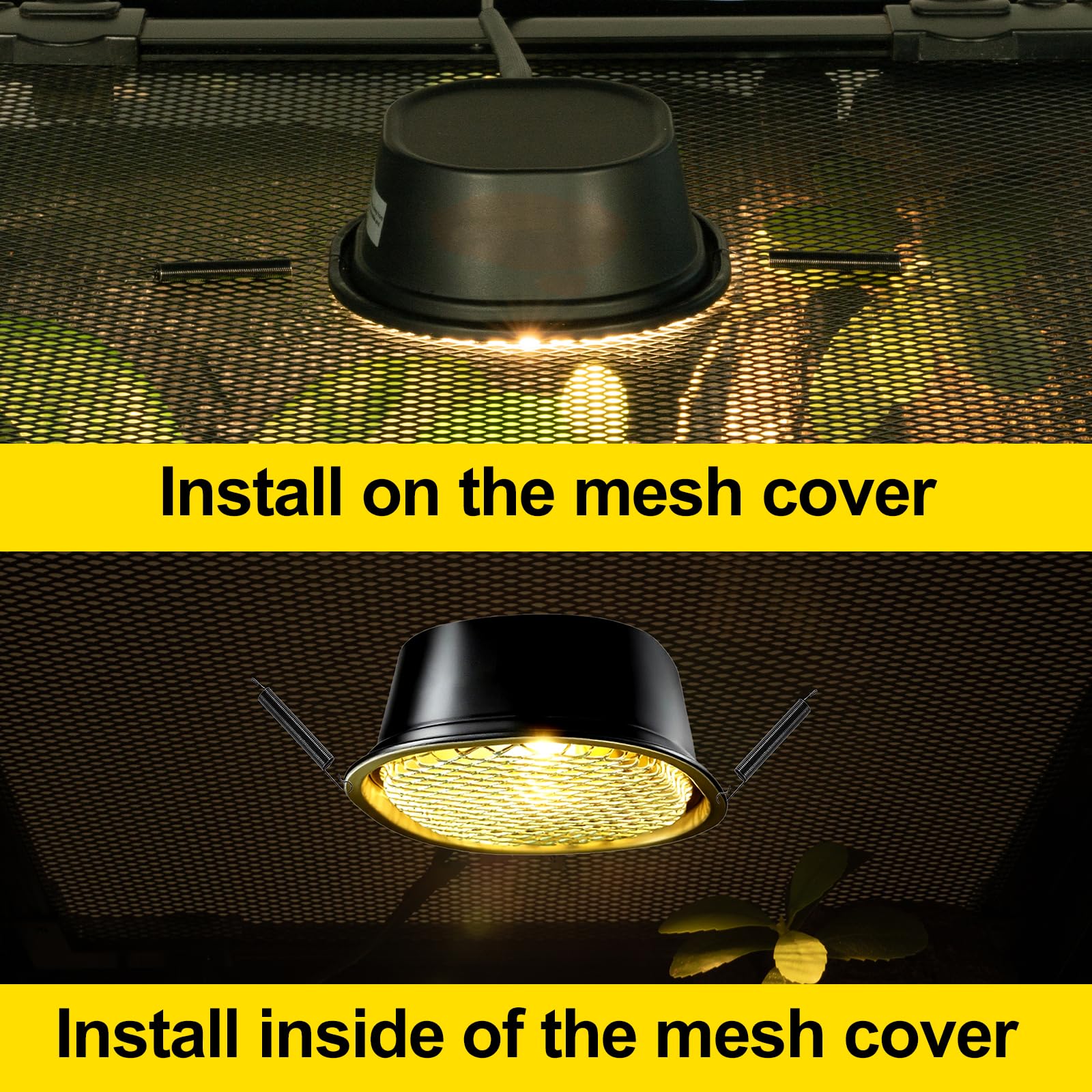 CAVACHEW spring-mounted fixture securely clamps onto terrarium mesh lids.
