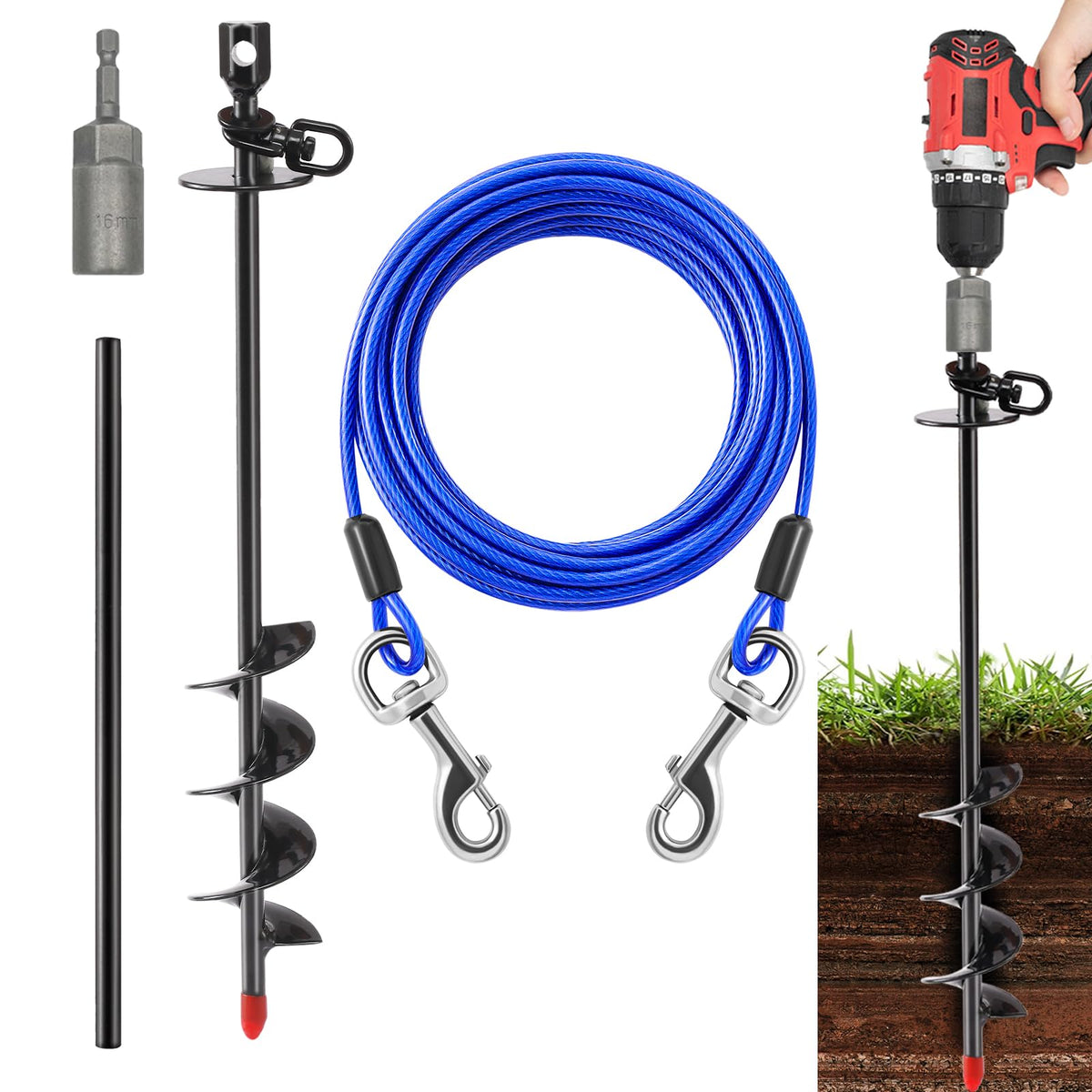 cawhulf spiral ground anchor stake secures dogs safely in yards