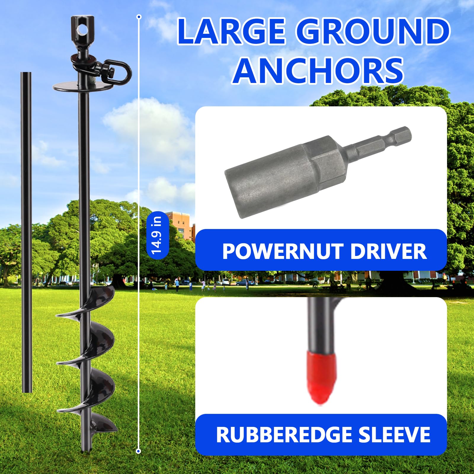 Cawhulf easy-install ground anchor ideal for yards camps and beaches.