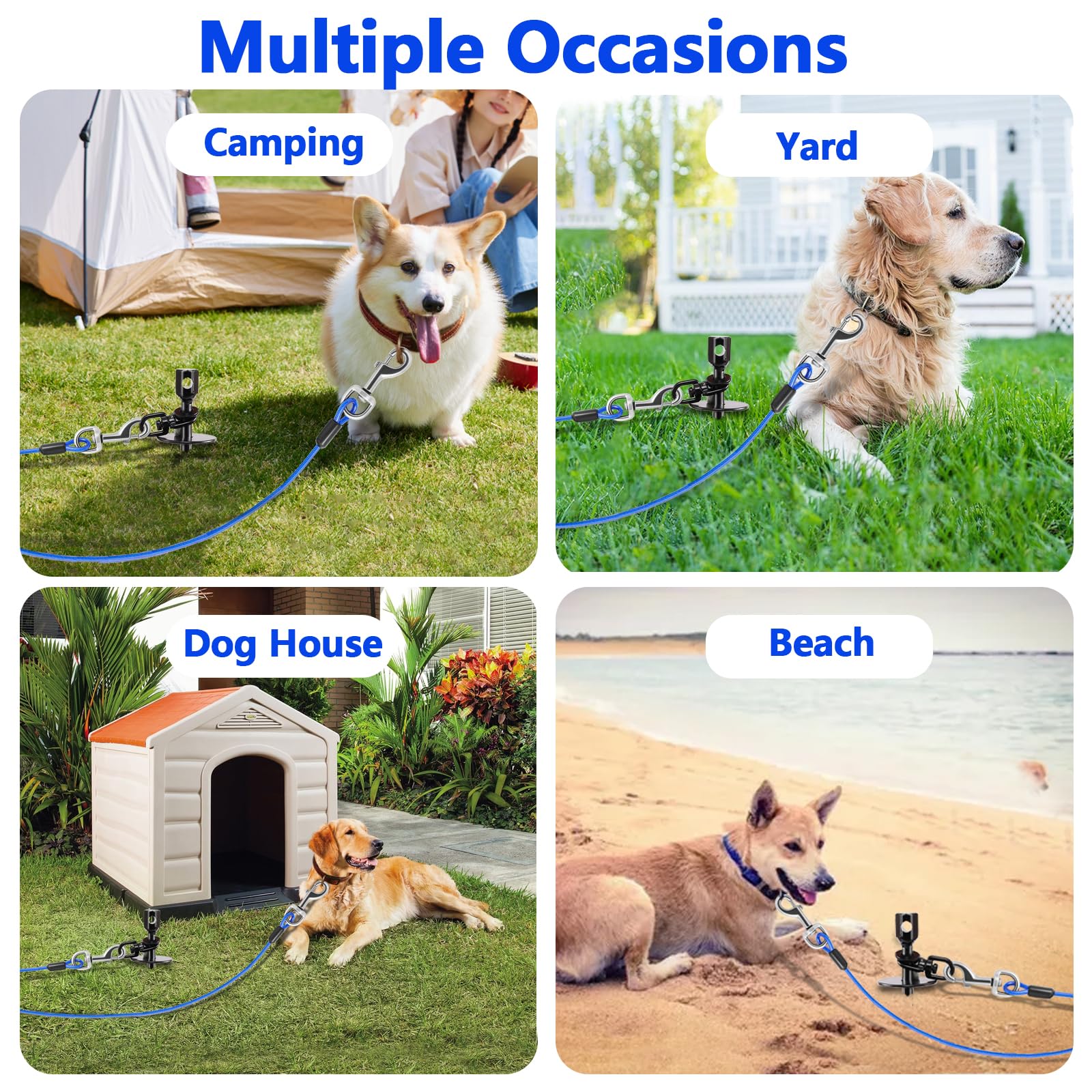 Cawhulf sturdy dog tie-out stake supports small to large dogs in yards.
