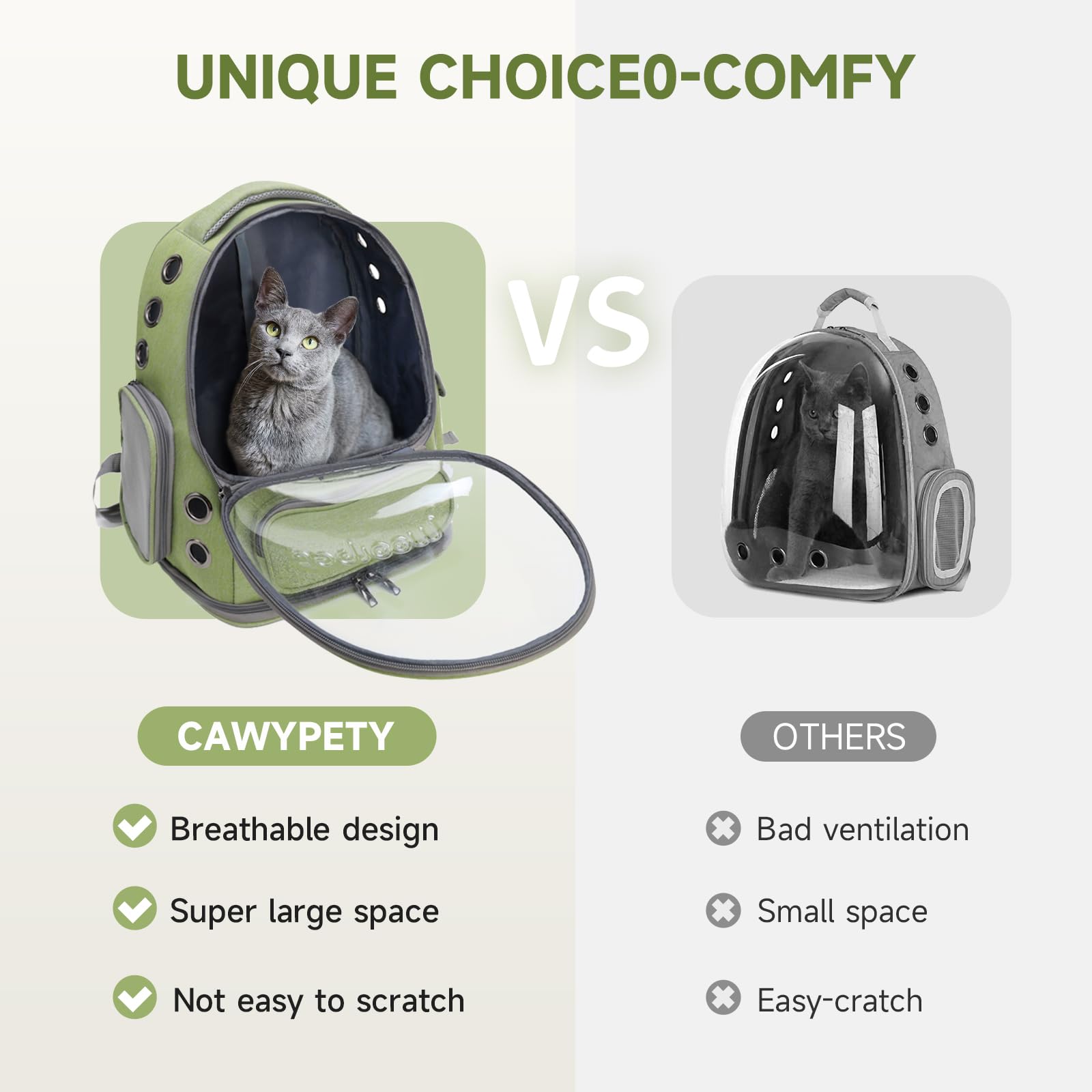 Cawypety breathable front window for relaxed outdoor outings