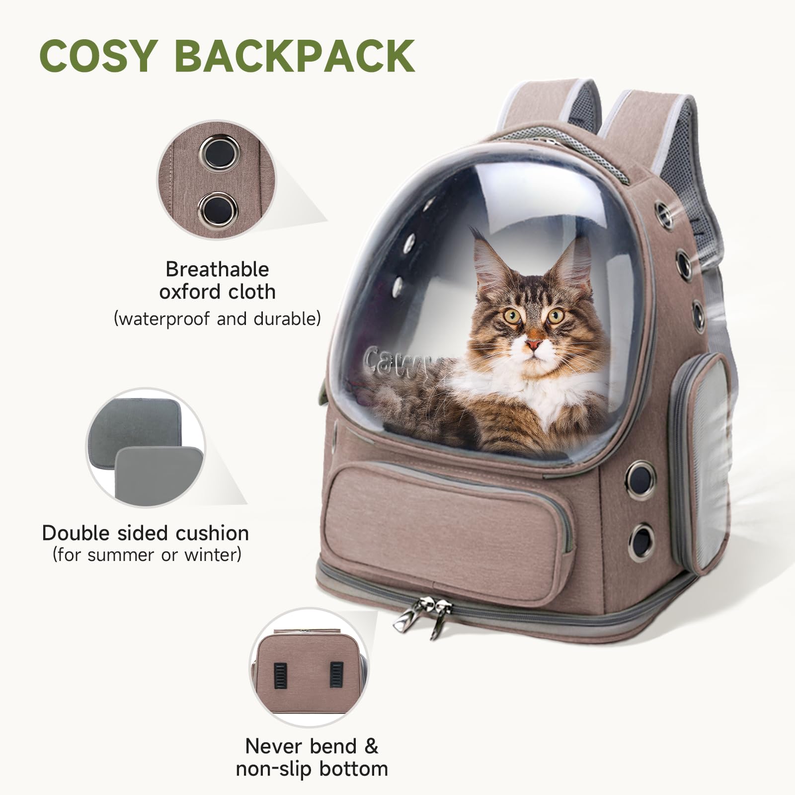 Cawypety cat backpack anti-scratch shell protects against claws during adventures.