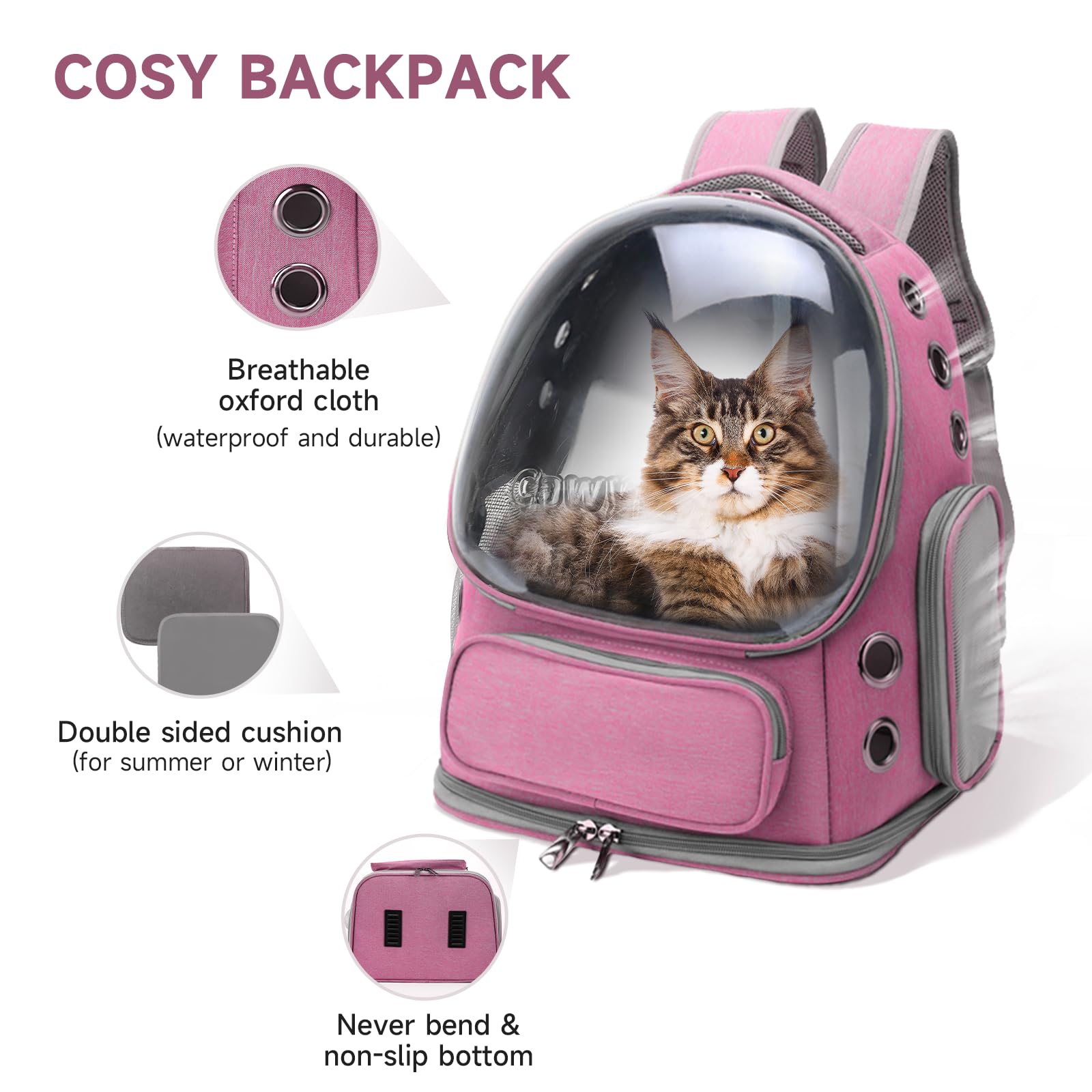 Cawypety built-in harnesses prevent escapes during trips