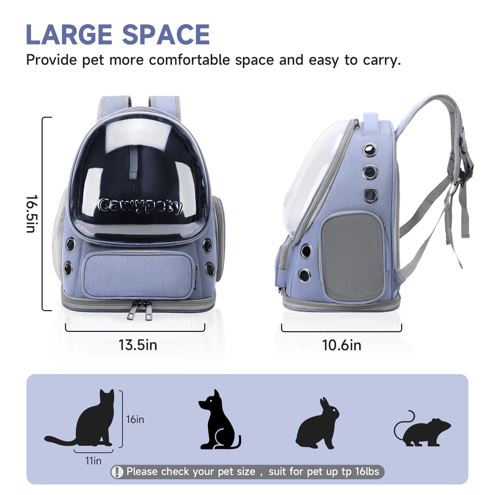 Cawypety chest buckle stabilizes the shoulder strap for comfortable carry.