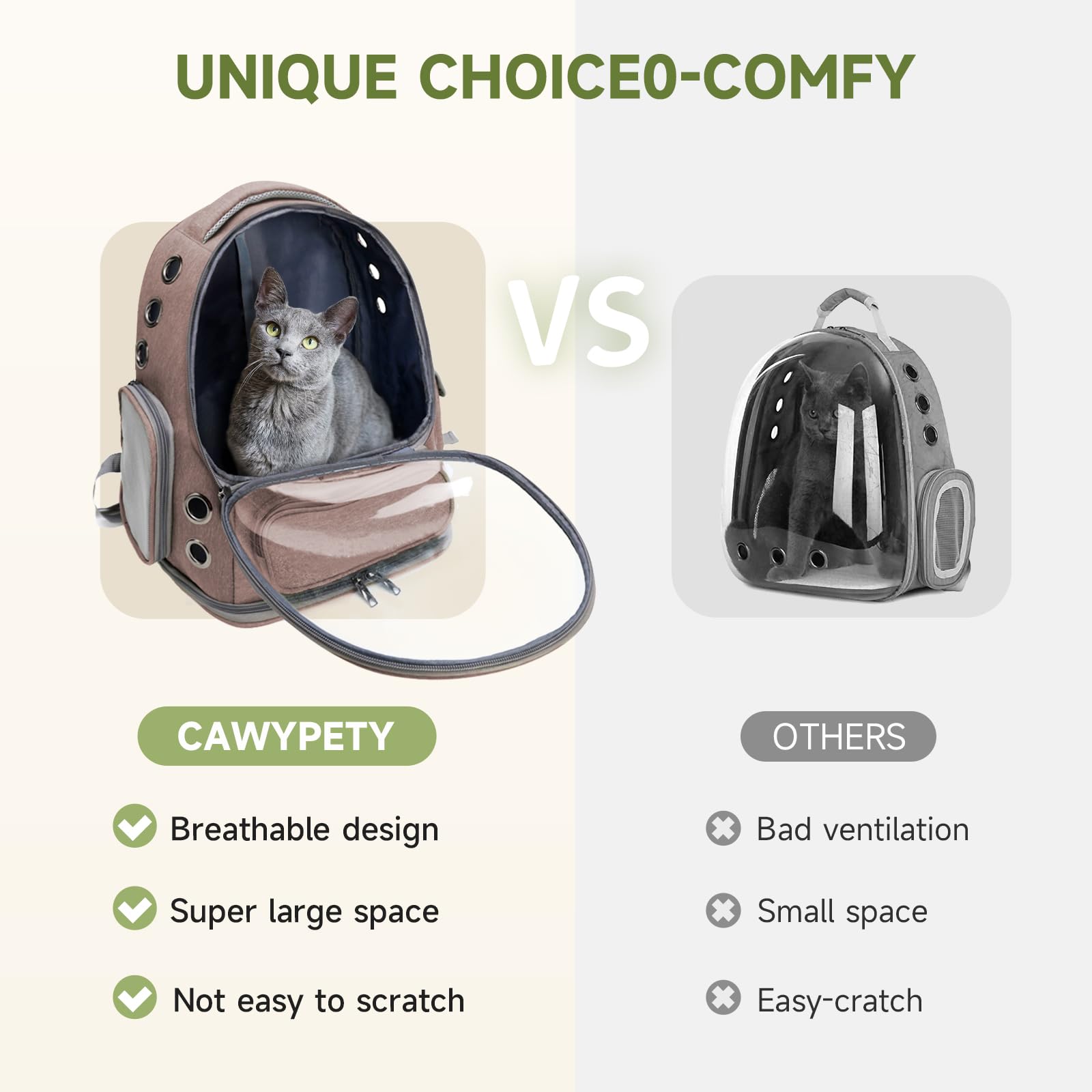 Cawypety cat backpack foldable design for easy storage and transport.