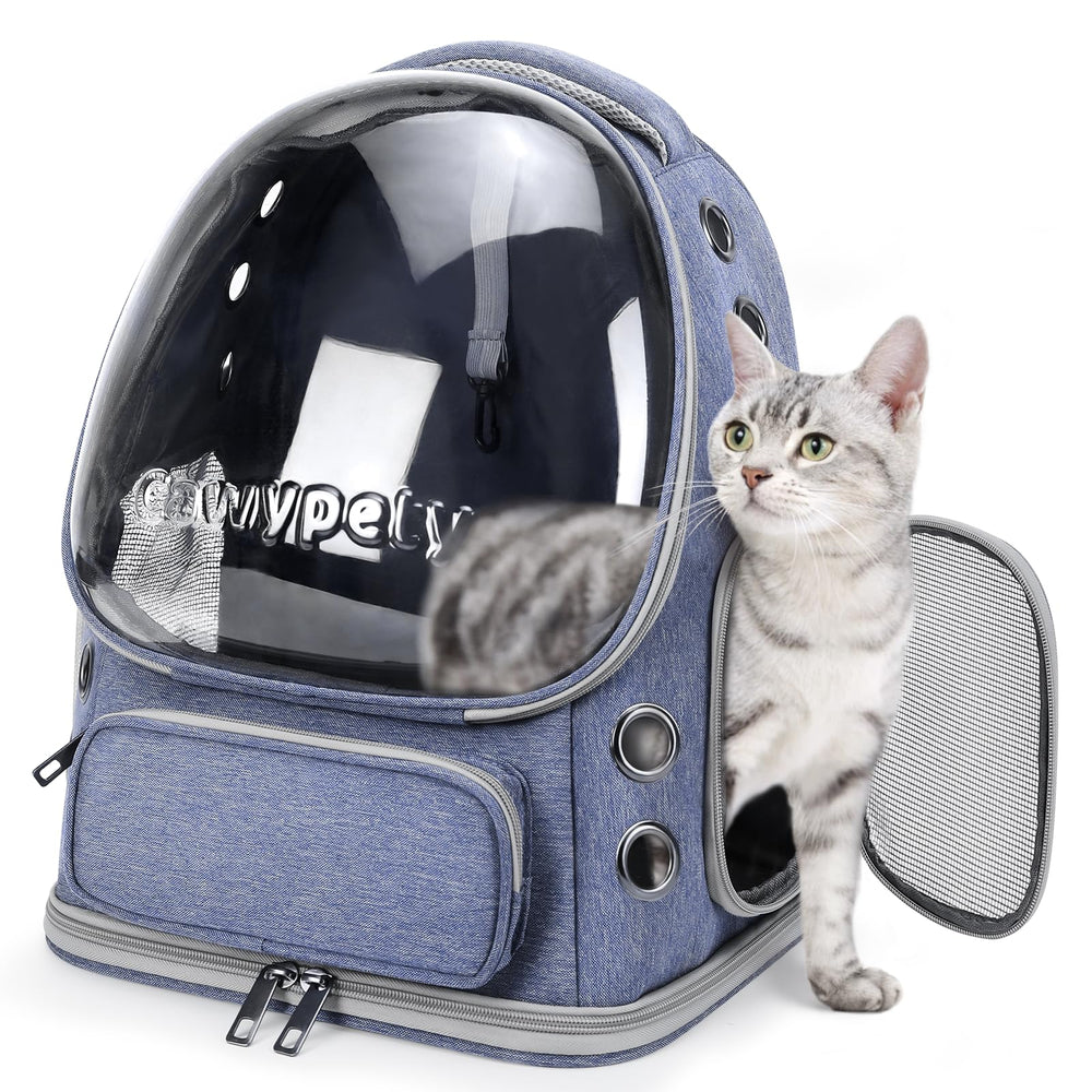 Cawypety cat backpack with front bubble window offers sun-friendly visibility for your cat.