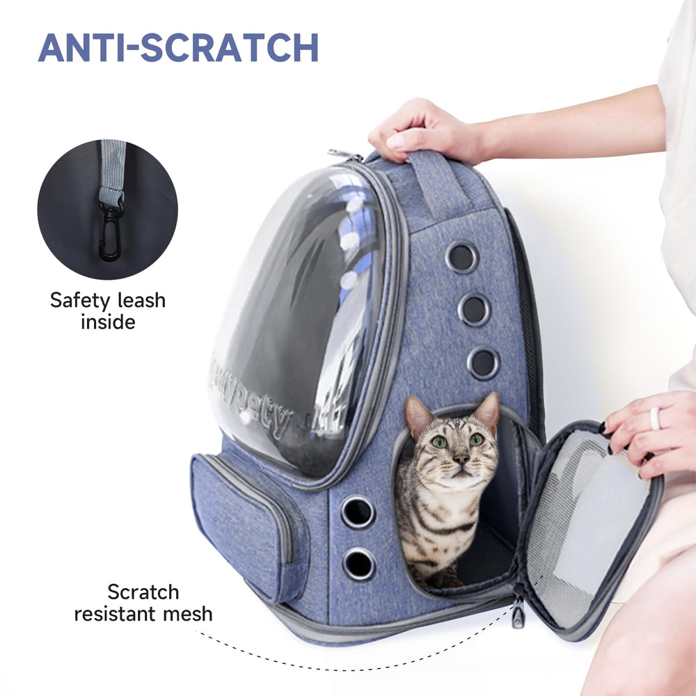 Cawypety safety harness prevents escapes during travel sessions.