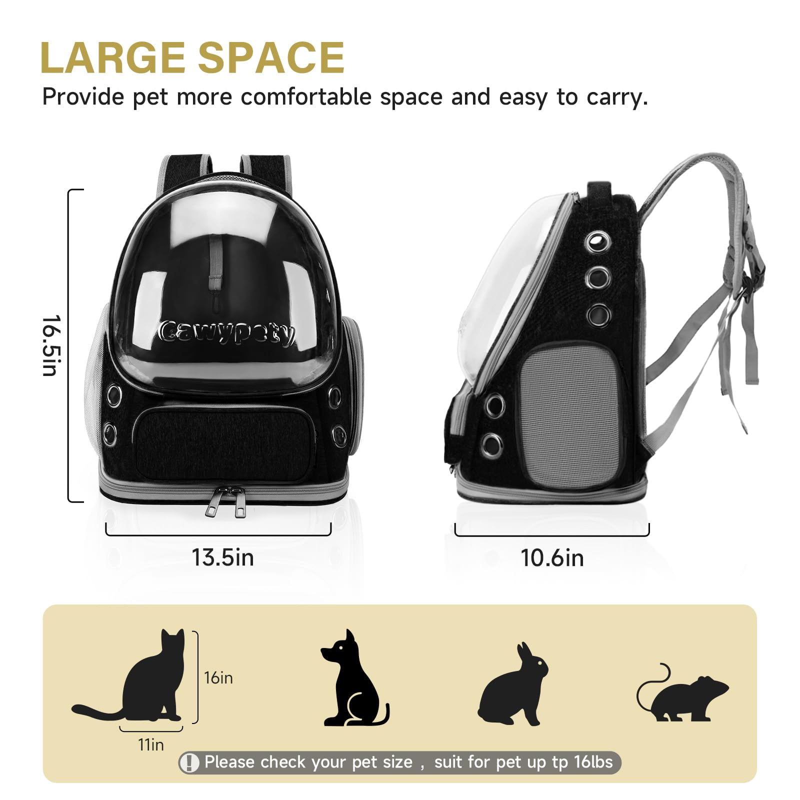 Cawypety Cat Backpack scratch-resistant shell protects during adventures.