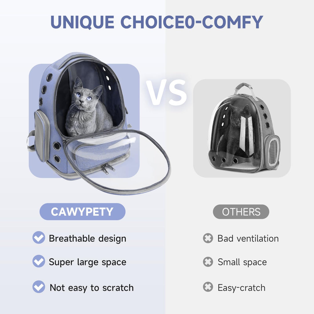 Cawypety backpack side entry enables easy loading of pets up to 12 lbs.