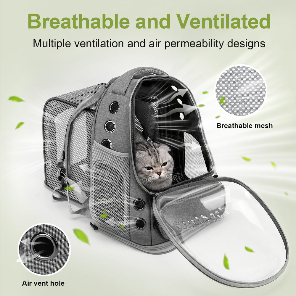 Cawypety expandable cat backpack built-in anti-escape leash keeps your pet secure