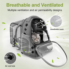 Cawypety expandable cat backpack built-in anti-escape leash keeps your pet secure