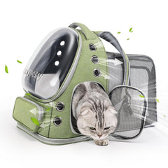 Cawypety expandable cat backpack with a front bubble window for curious pets during travel