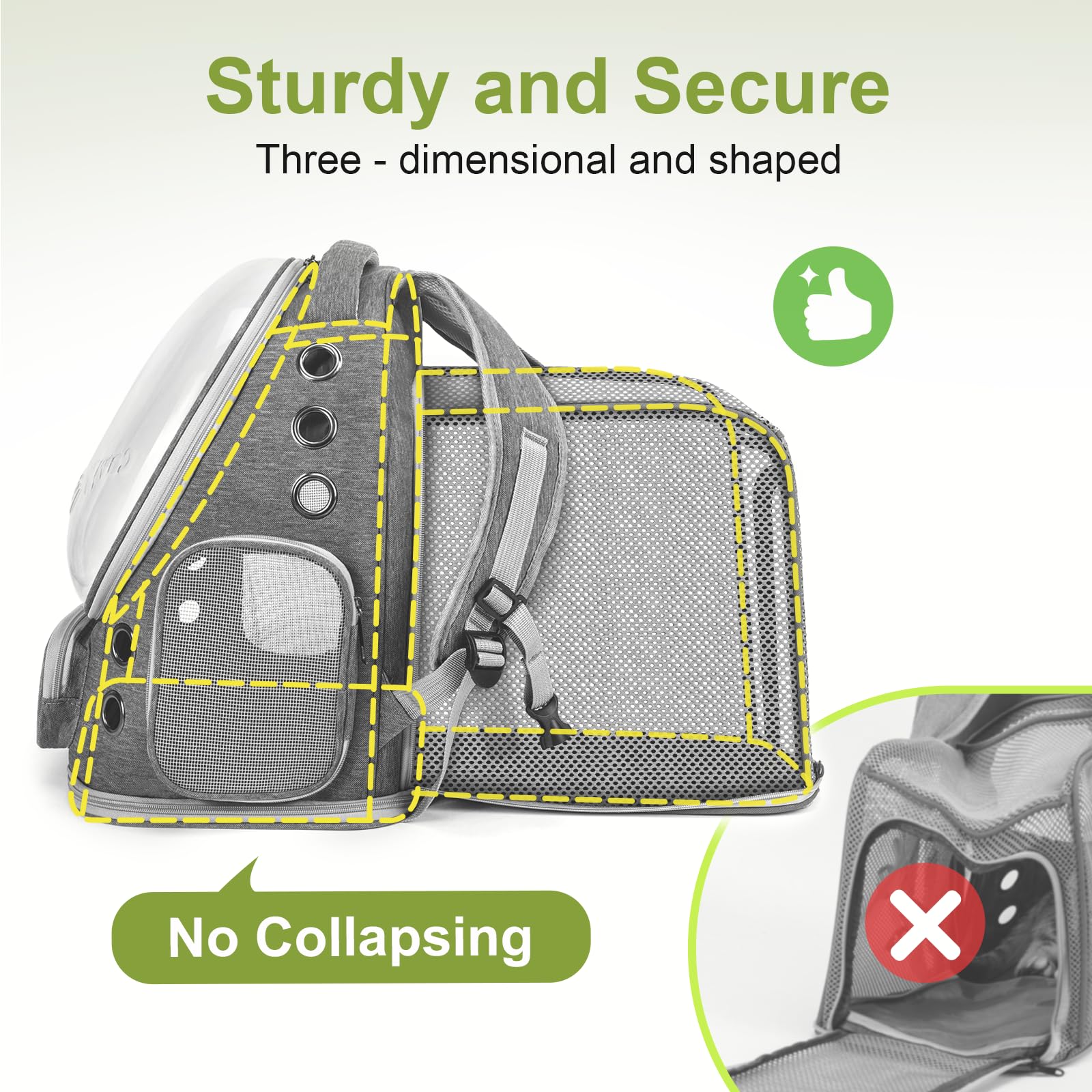 Cawypety expandable cat backpack locking zipper adds security during travel