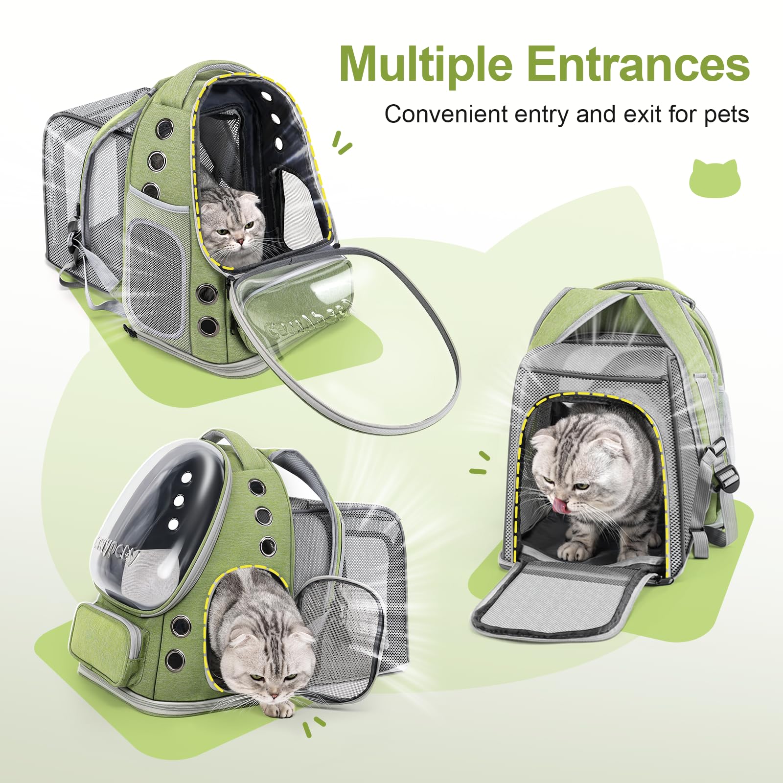 Cawypety cat backpack with adjustable shoulder strap and chest buckle for stable carrying