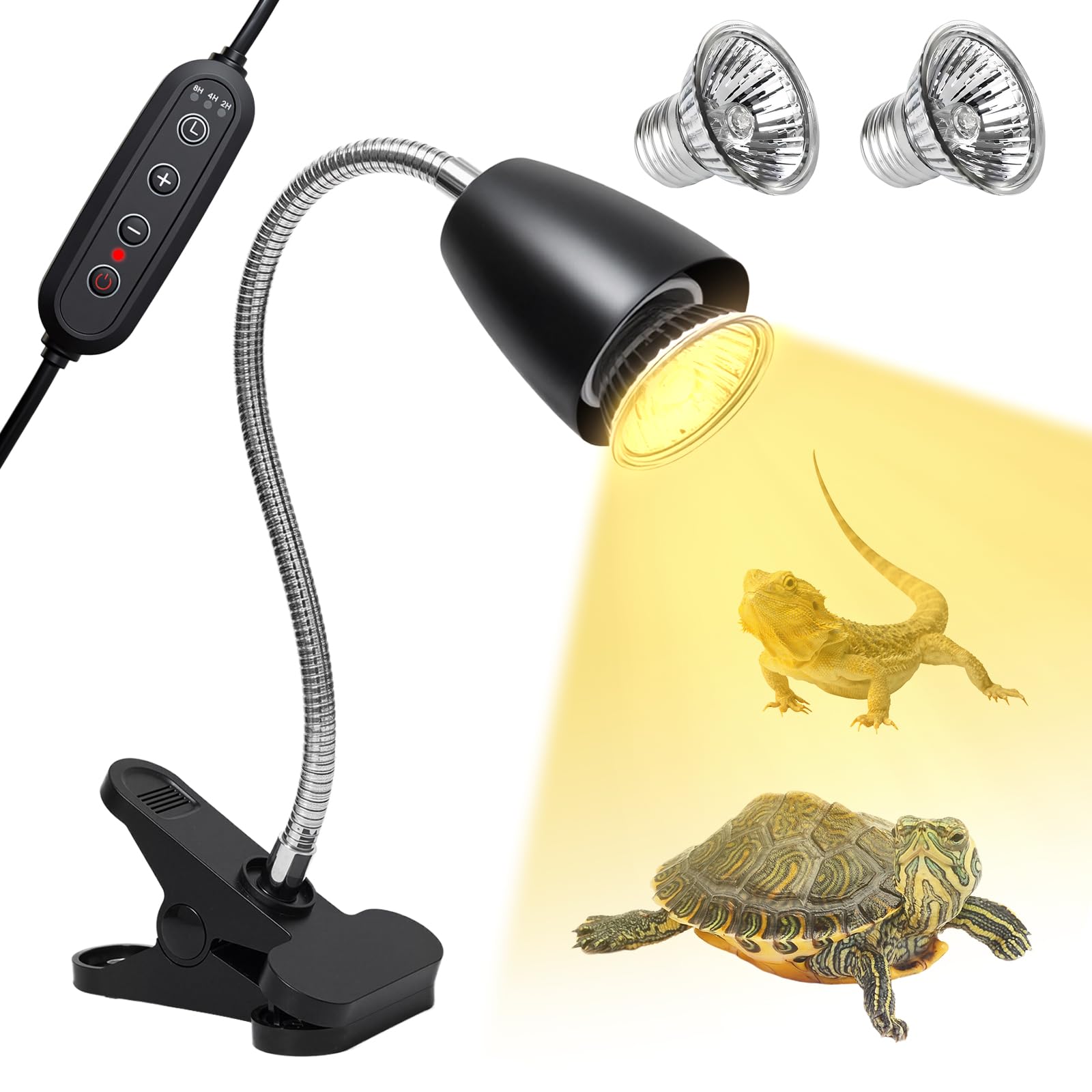 Cayludg reptile heat lamp with 360° rotation for even basking heat