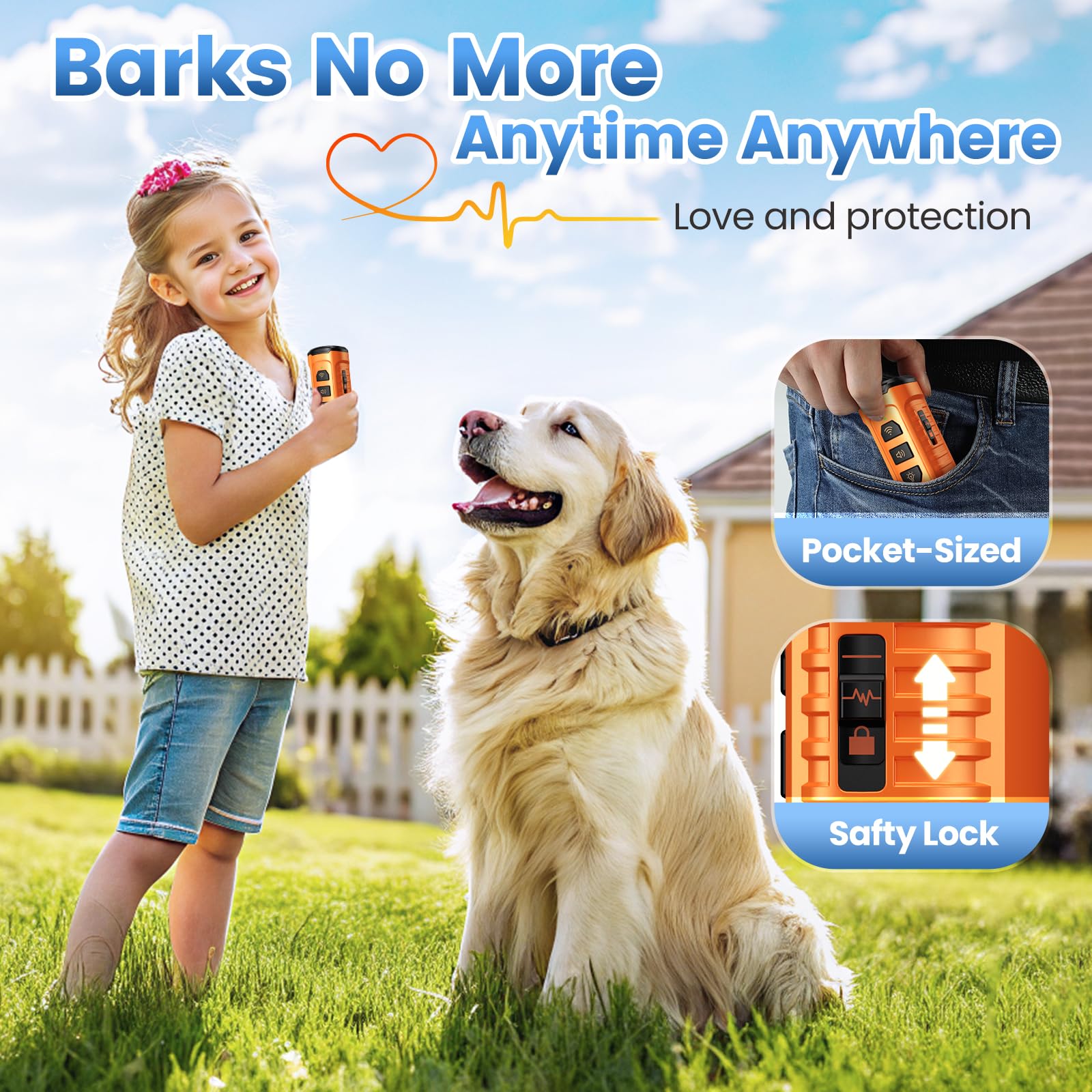 Cbersmg dog bark deterrent device handheld control for easy operation