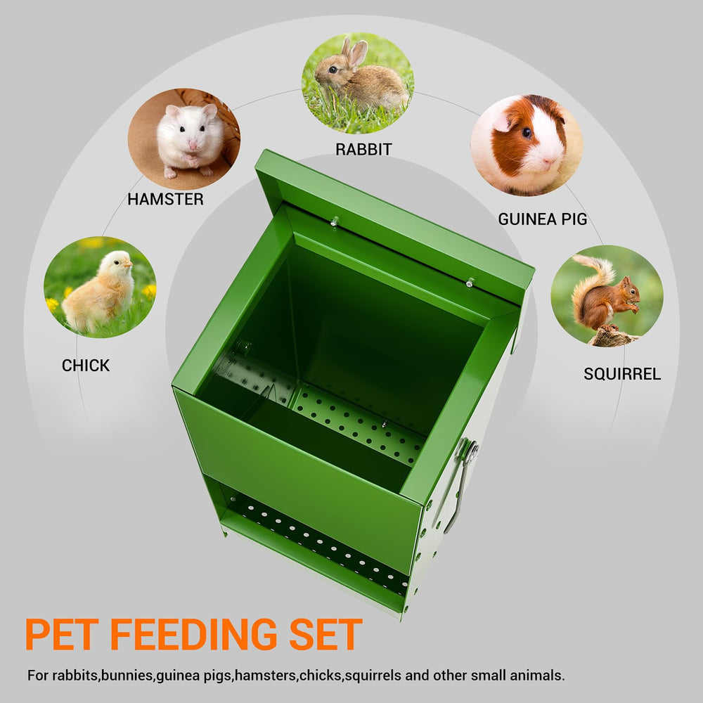 CCAENI ground-mounted feeder offers stable placement in runs and enclosures.