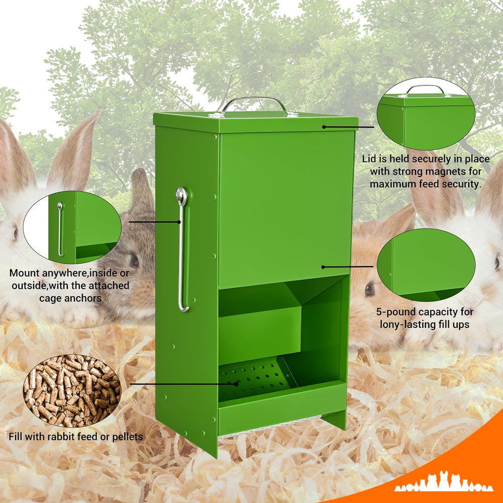 CCAENI sifter-bottom feeder reduces dust and waste in small animal diets.