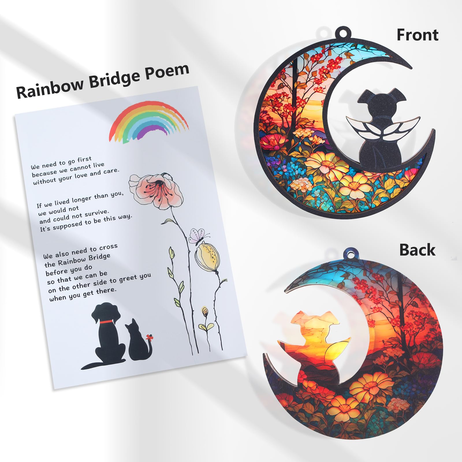 CCiaga dog memorial suncatcher dog angel on moon offers comforting symbolism